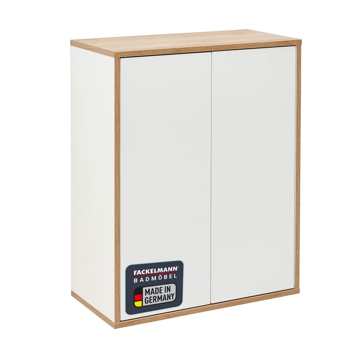FACKELMANN Finn Midischrank (60 x 75 x 30,5 cm) – Badezimmerkommode mit 2 Einlegeböden aus Glas – Ba