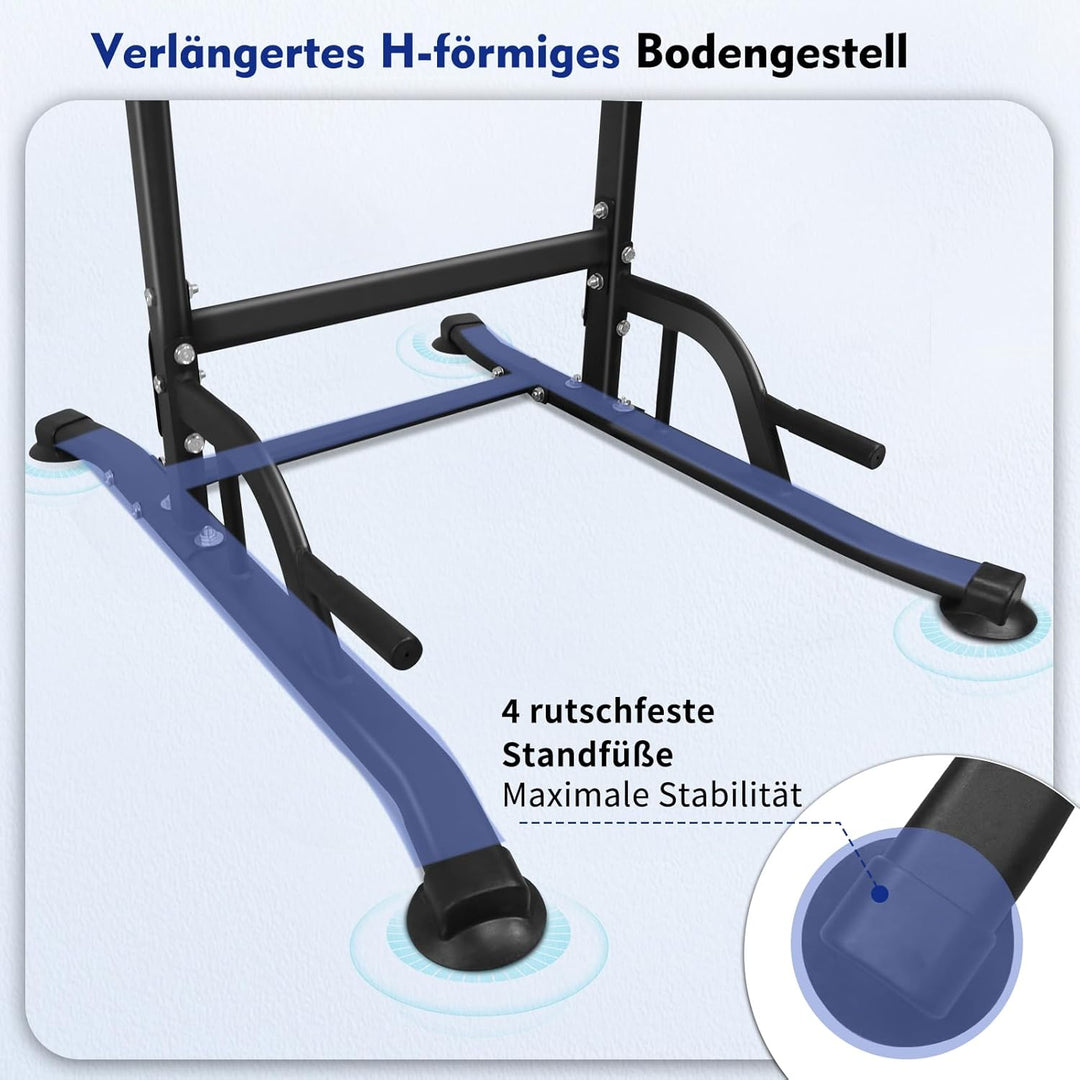 DH FitLife Power Tower Dip Station | Sport Geräte mit Klimmzugstange, Dip Barren u. Rückentrainer |