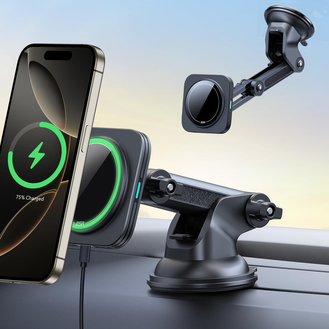 ESR für 15W Magsafe Autohalterung mit Ladefunktion, Armaturenbrett Magnet Kabelloses Ladegerät, Hand