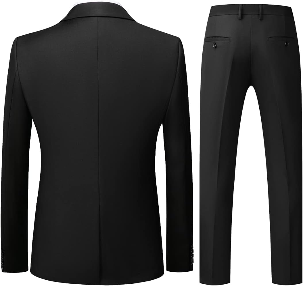 KUDORO Herren Anzüge 3-teilig Slim Fit Eine Knöpfe für Hochzeit Business Herrenanzug Sakko Weste Hos