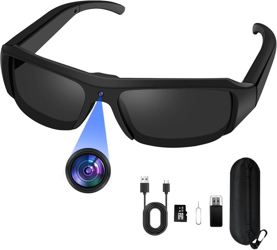 Kleine Brillenkamera, 16GB Sportbrille mit Kamera, 1080P HD Mini Actionkamera, MicroVideokamera Sonn