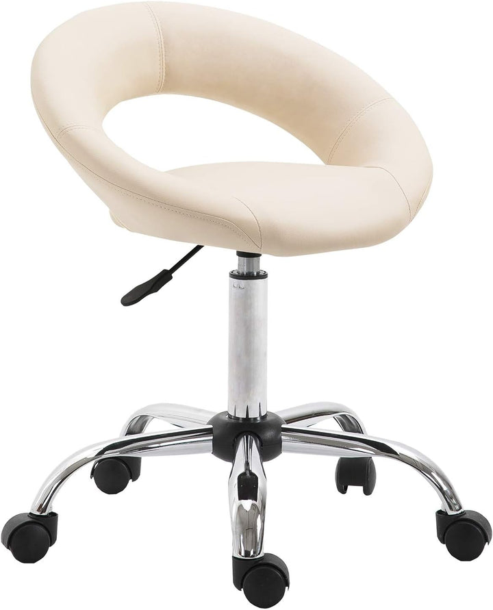 Duhome Drehstuhl mit Rollen, Rollhocker Kunstleder Drehhocker Schminktisch Hocker mit Lehne Arbeitsh