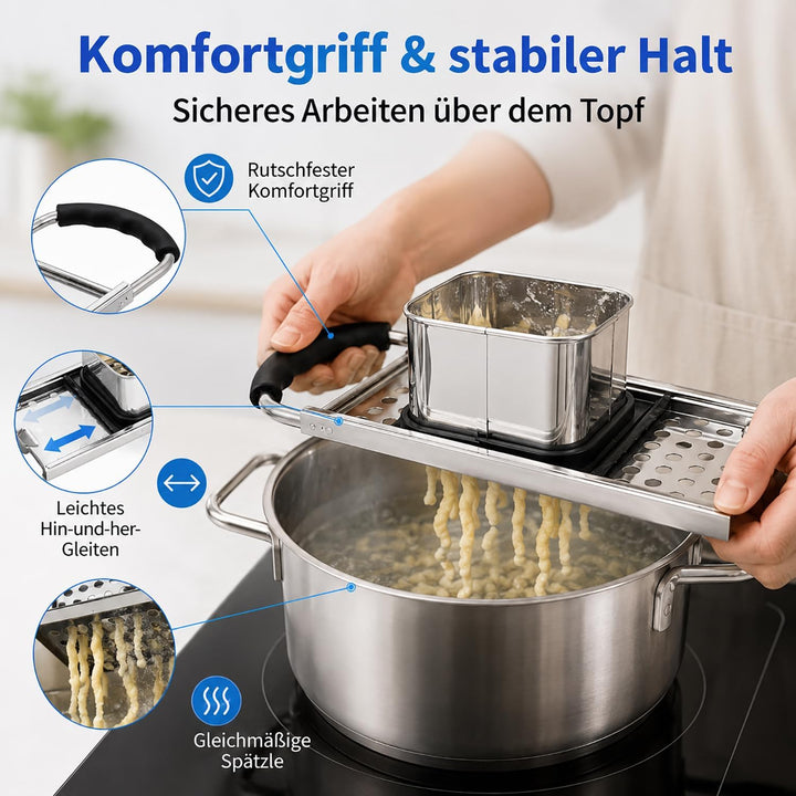 Katleay 2 Stücke Spätzlehobel, Edelstahl Spätzlehobel, Spätzle Set, Spätzlepresse, Spätzle Reibe, Sp