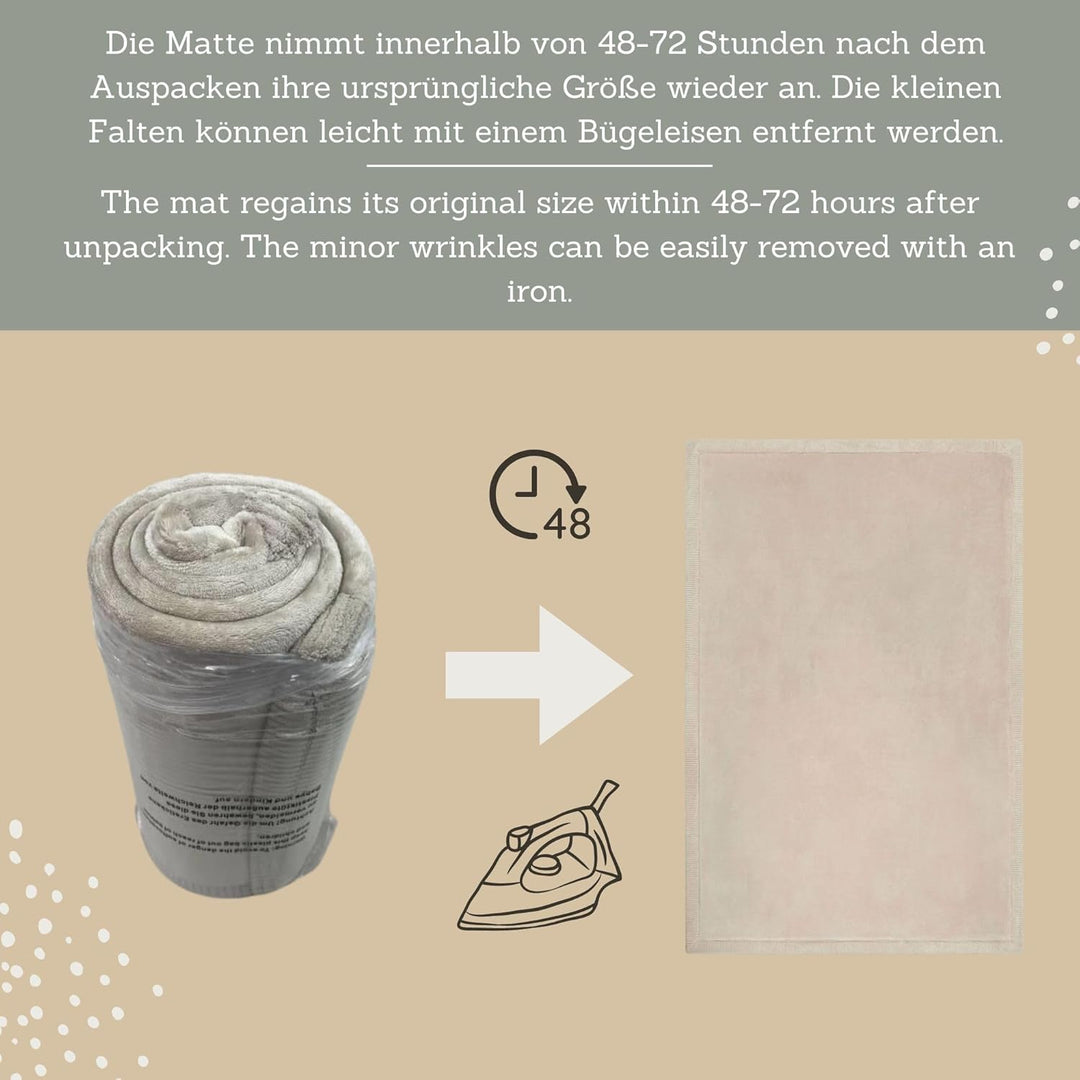 Wolkenweiche Samtmatte-Spielmatte Baby 200x150x2,5cm, beige – Kinderteppich mit hochwertigem Memory-