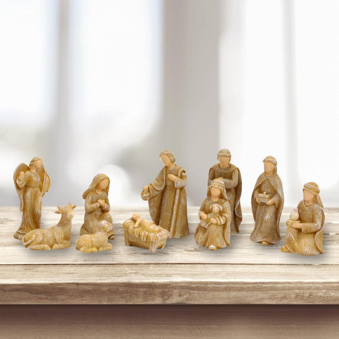 10pcs/Set Nativity Set Weihnachten Harz Religiöse Simulation Krippen -Szenendekorationen für Innenpa