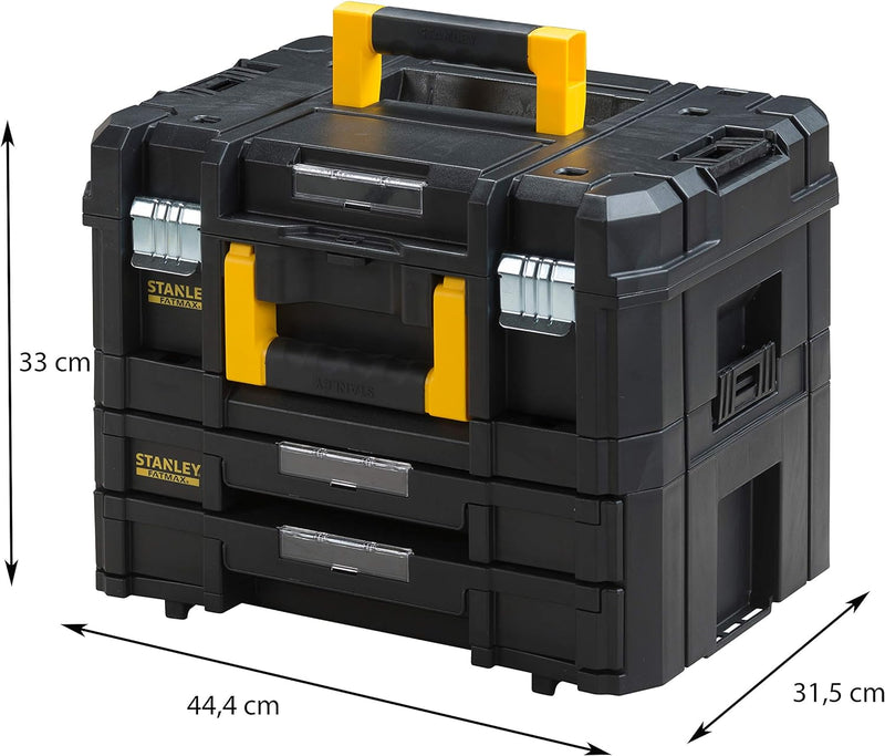 Stanley FatMax Pro-Stack Werkzeugkoffer Combo(21,5L Fassungsvermögen, mit 2 Schubladen und Organizer