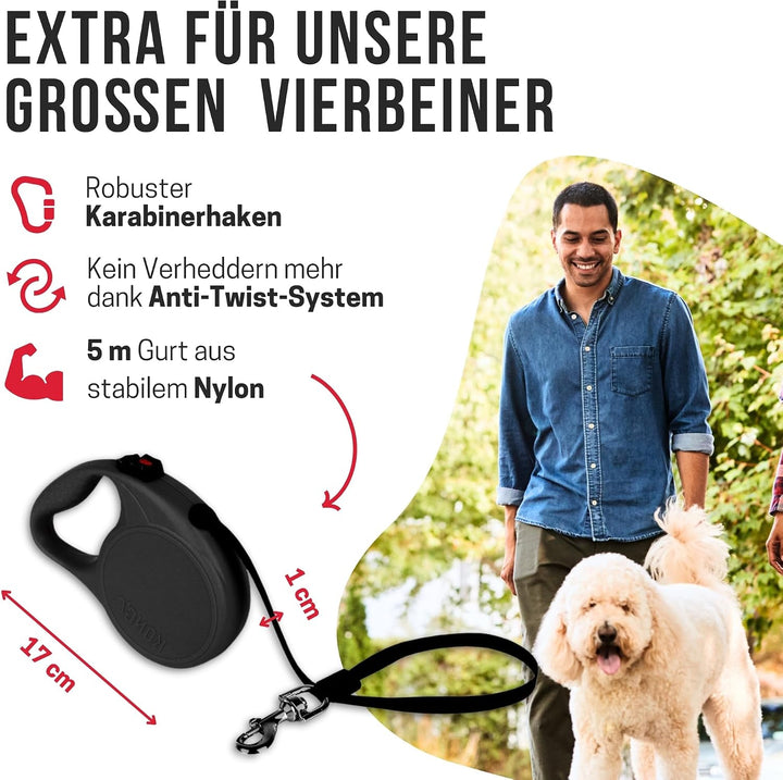 KONG ausrollbare Hundeleine "Trail" I hochwertige Rollleine mit Break &amp; Lock System I lange Leine fü