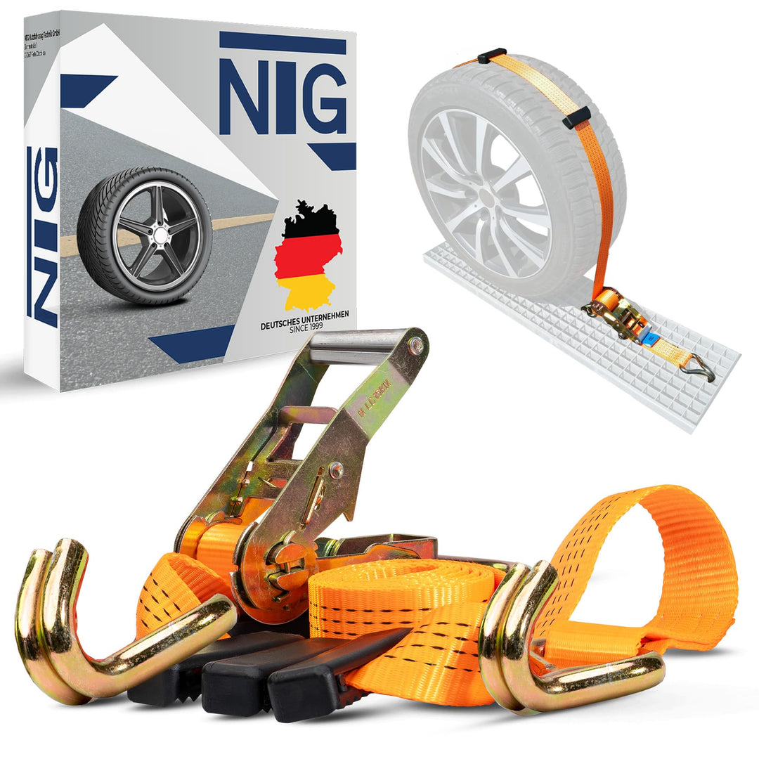 4 Stück | Spanngurt für den Auto Transport | 50 mm breit | 2,70 Meter | 4000 KG | Zurrgurt | Radsich
