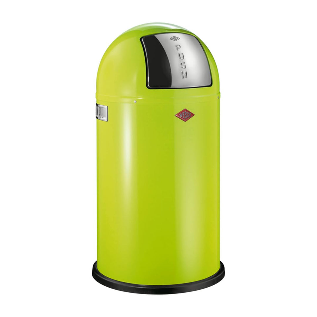 Wesco Pushboy Mülleimer in der Farbe lime grün, pulverbeschichtetes Stahlblech, 50 Liter Volumen, gr
