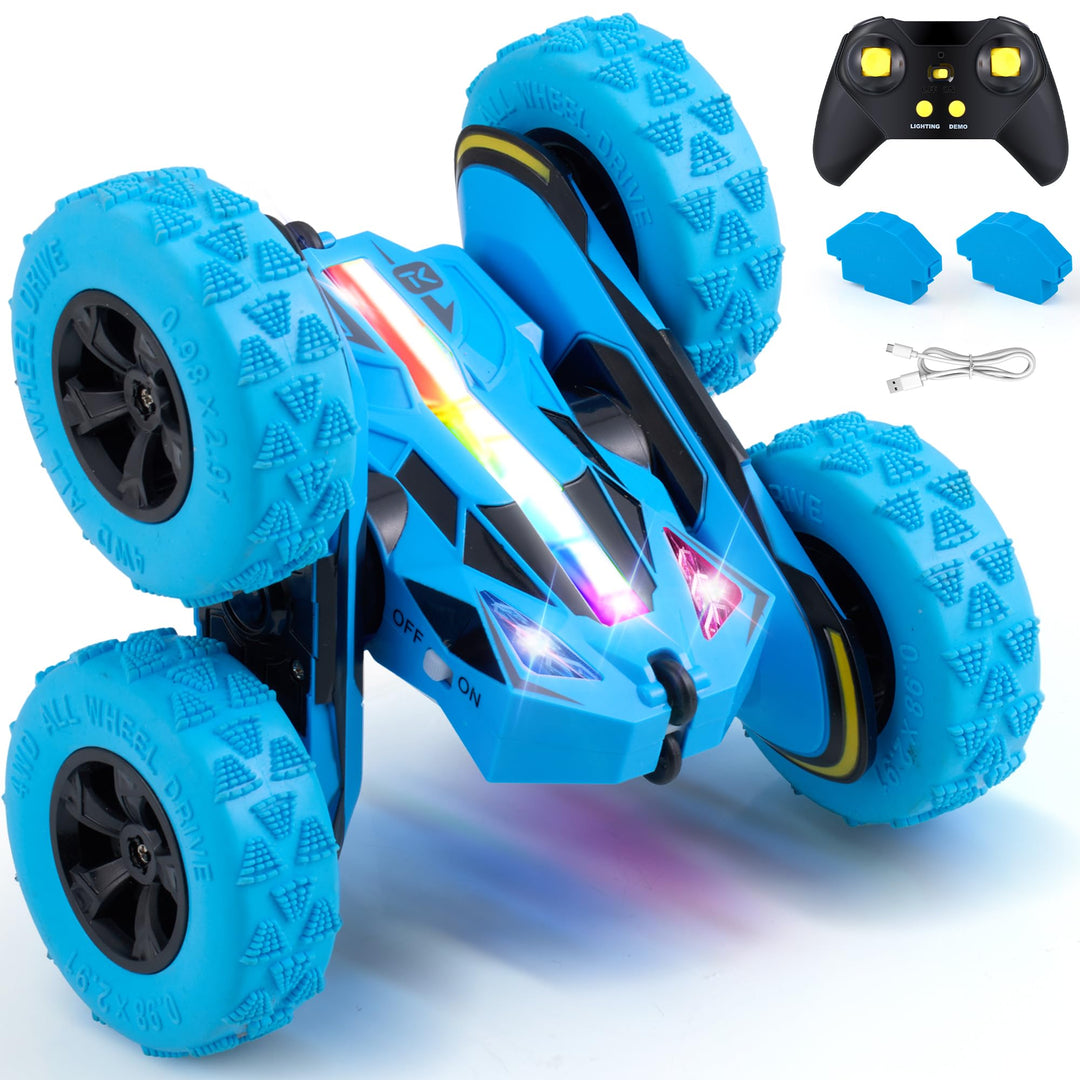 Threeking Ferngesteuertes Auto RC Stunt Car Kinderspielzeug Ab 6 Jahre | Schnellwechselakku, Stunt-A