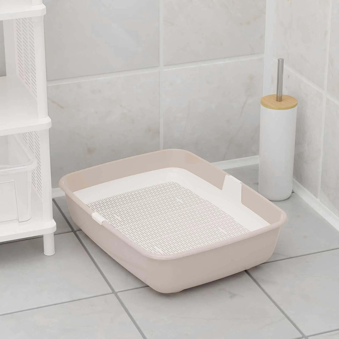 Schalentoilette Katzentoilette mit Reinigungssieb Katzenklo Gross Beige