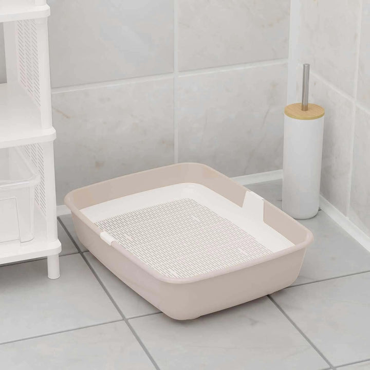 Schalentoilette Katzentoilette mit Reinigungssieb Katzenklo Gross Beige