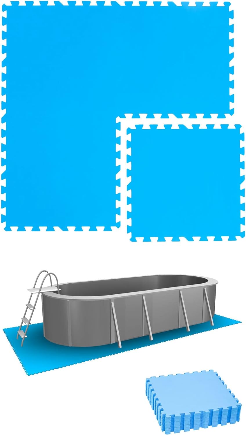 EYEPOWER 2,8m² Poolunterlage aus 12 grossen Matten - 50 x 50 x 1cm Dicke Poolmatte - Pool Unterlage