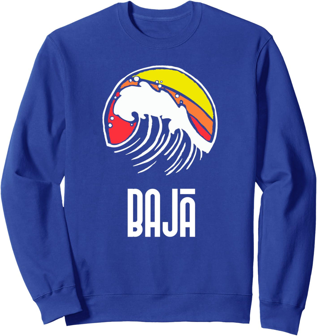Baja California Vintage 80s Retro Surfing Beach Wave Graphic Sweatshirt