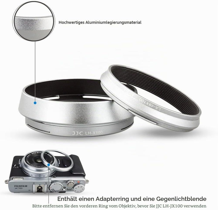 JJC Objektivadapter und Gegenlichtblende für Fujifilm FinePix X100VI, X100V, X100F, X100S, X100T, X1