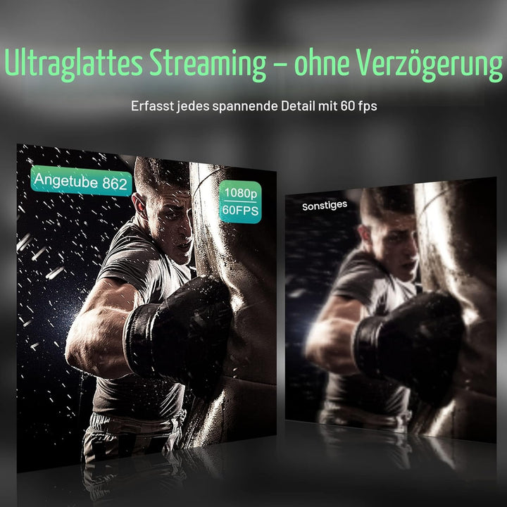 Angetube 60FPS 1080P Webcam mit Ringlicht - PC Kamera mit 5X Digitalzoom und Fernbedienung,Eingebaut