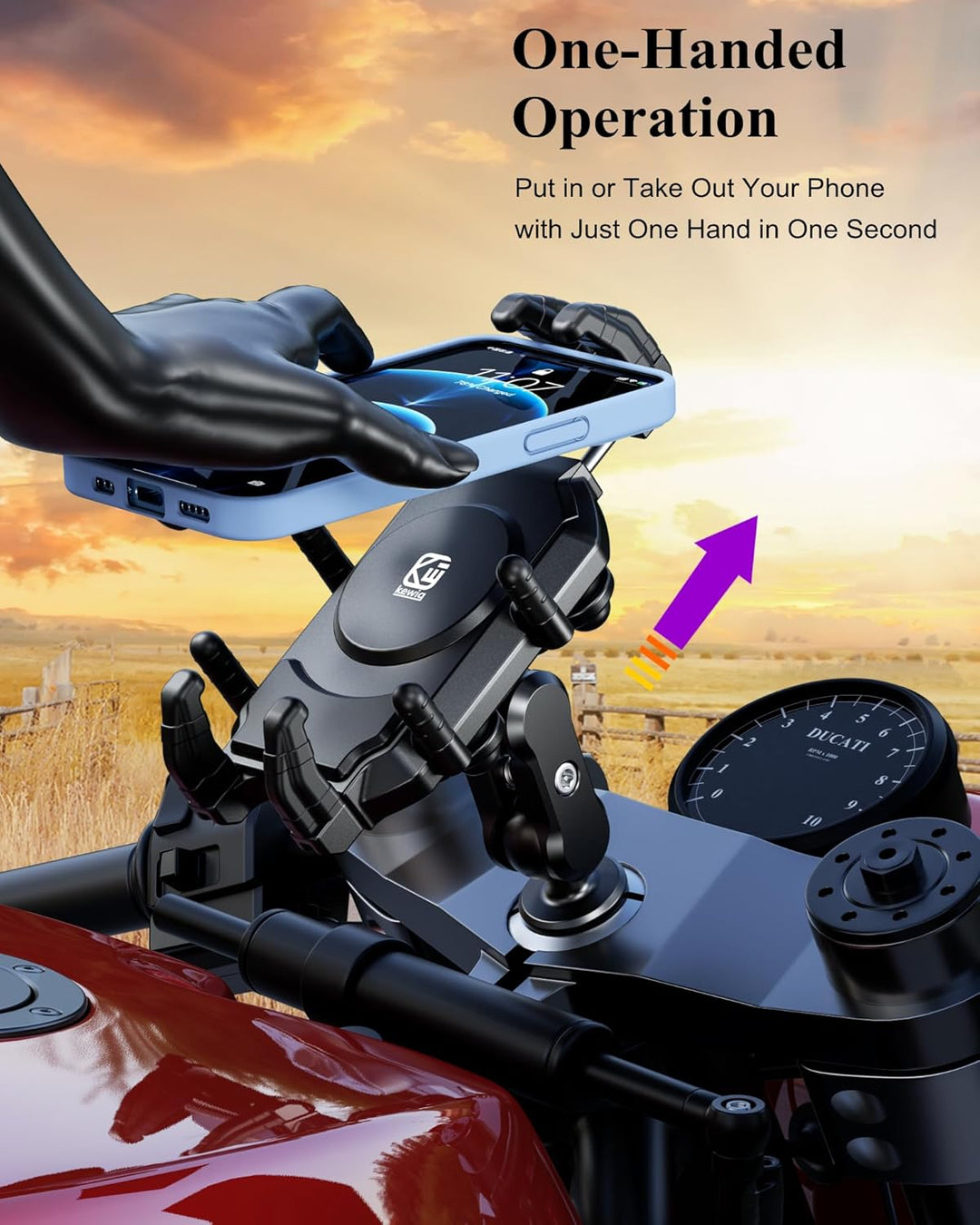 BRCOVAN Motorrad Gabelvorbau Handyhalterung mit Vibrationsdämpfer und Hochgeschwindigkeits-Sicherhei