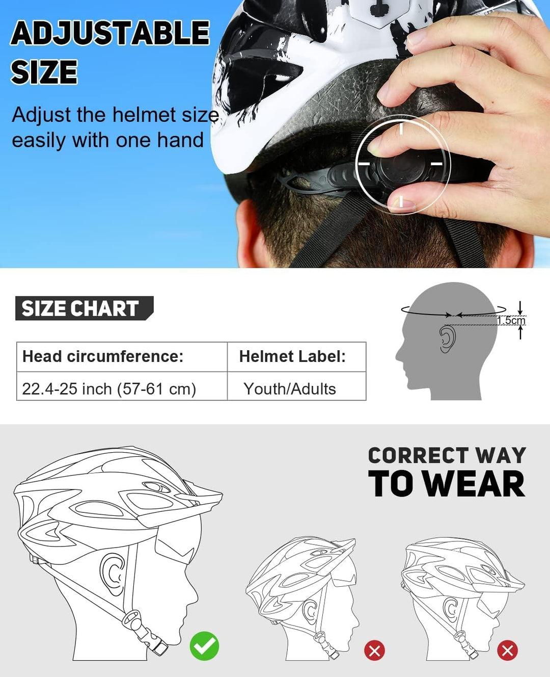 RaMokey Fahrradhelm mit Licht für hohe Sicherheit, Fahrradhelm Herren Damen mit Abnehmbarer Magnetis
