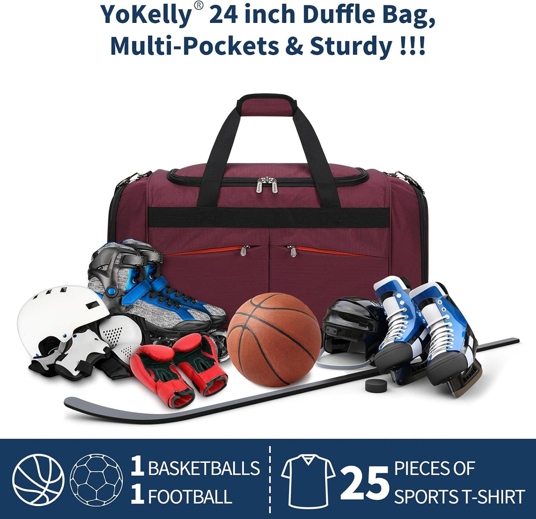 65L Sporttasche Herren Gross - 24 inch Grosse Reisetasche Duffle Bag mit Hartem Boden und Schuhfach