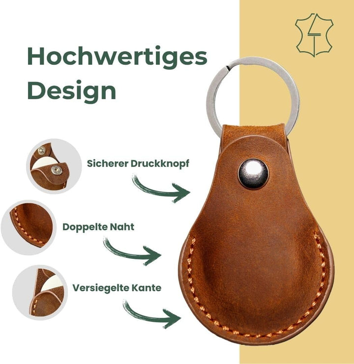 2-Stück LEDERTRAUM Airtag Schlüsselanhänger ECHTES-Leder, Airtag Anhänger aus Leder, Apple Hülle (br