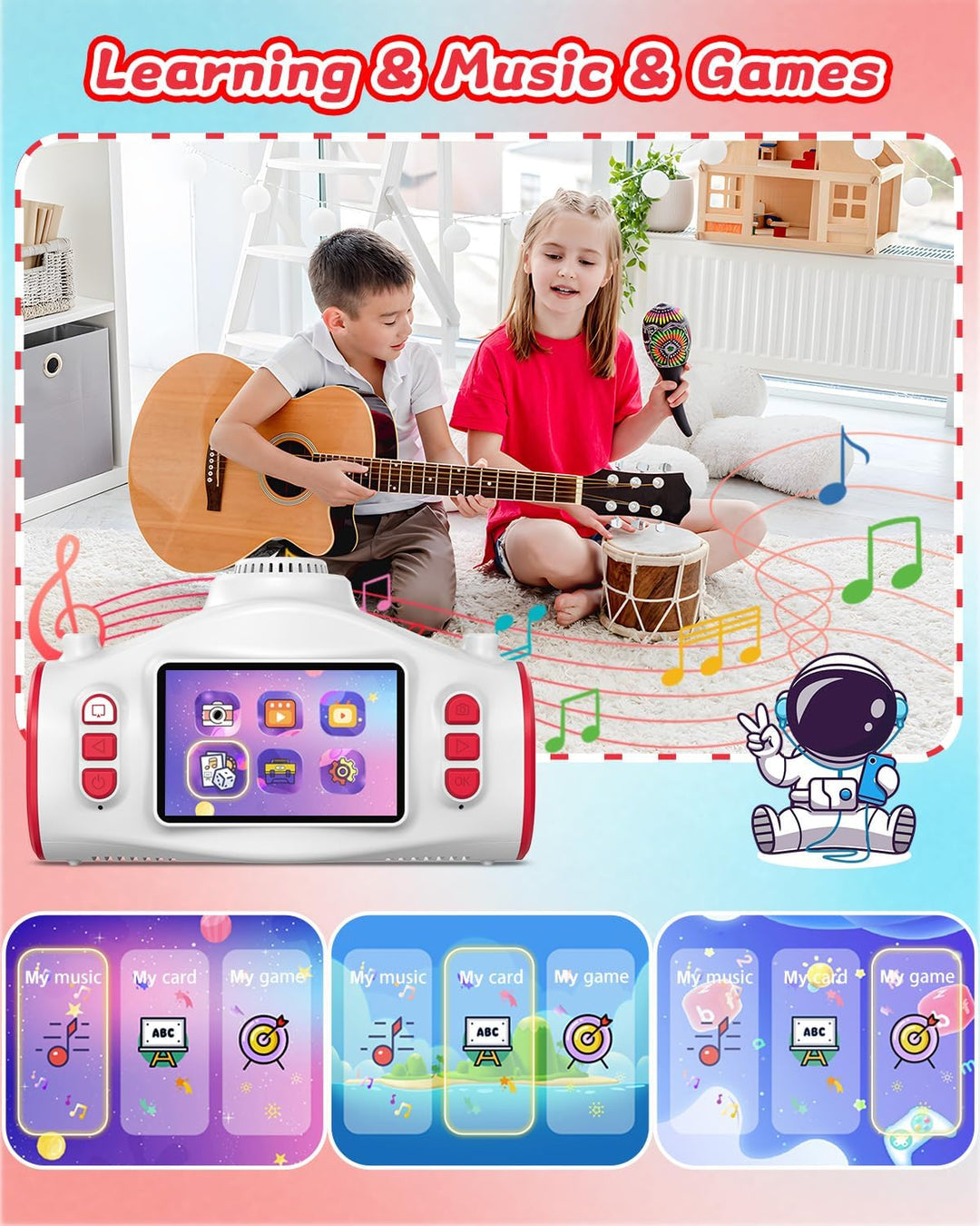 Kinderkamera, Usteetic 3 in 1 Beamer Projektor Kamera für Kinder 1080P Digitalkamera Kinder Fotoappa