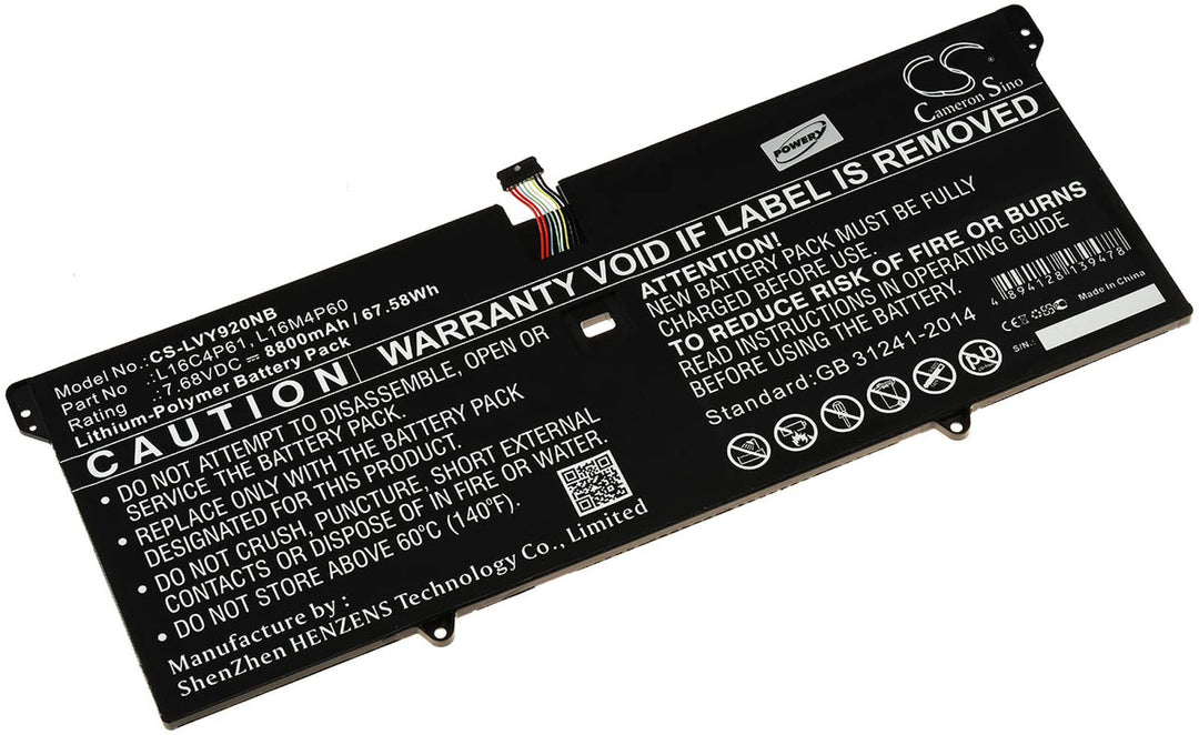 Akku für Laptop Lenovo Yoga 920-13IKB Glass 80Y8000UUS, 7,68V, Li-Polymer
