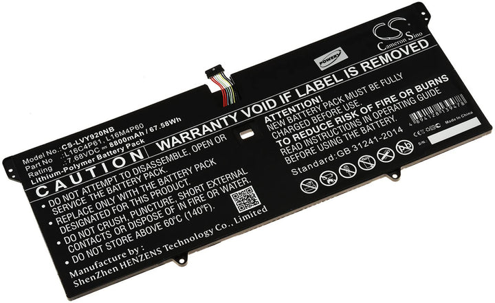 Akku für Laptop Lenovo Yoga 920-13IKB Glass 80Y8000UUS, 7,68V, Li-Polymer