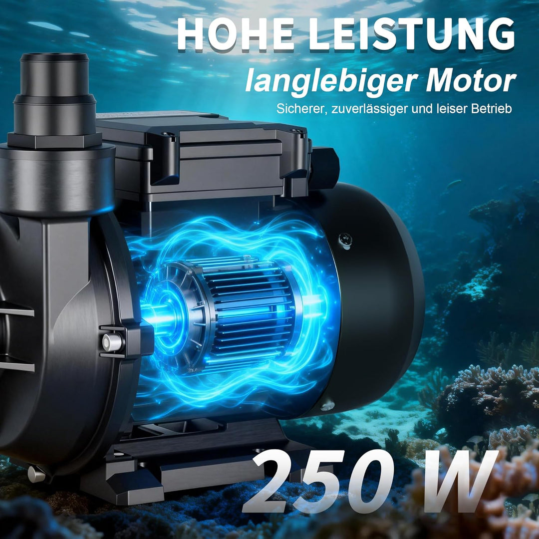 FOTING Poolpumpe 9.000 l/h, max. 7.5 m Förderhöhe, Schwimmbadpumpe für Swimmingpool & Pool Garten -