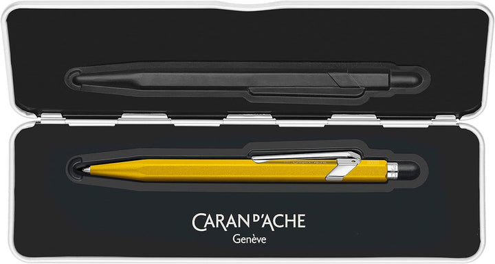 Caran d'Ache Kugelschreiber 849 Colormat-x in der Farbe Gelb mit Etui, 0849.743, 1 Stück (1er Pack)