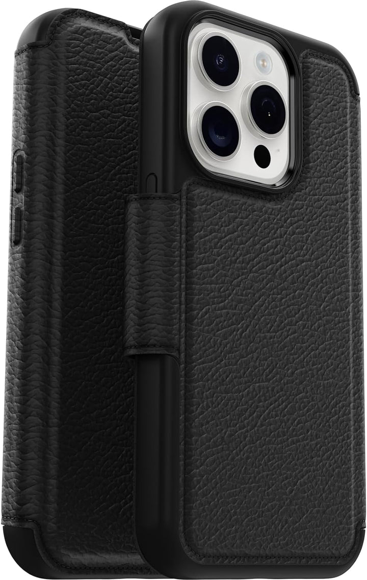 OtterBox Strada Hülle für iPhone 15 Pro für MagSafe, stossfest, sturzsicher,Premium Lederfolio mit z