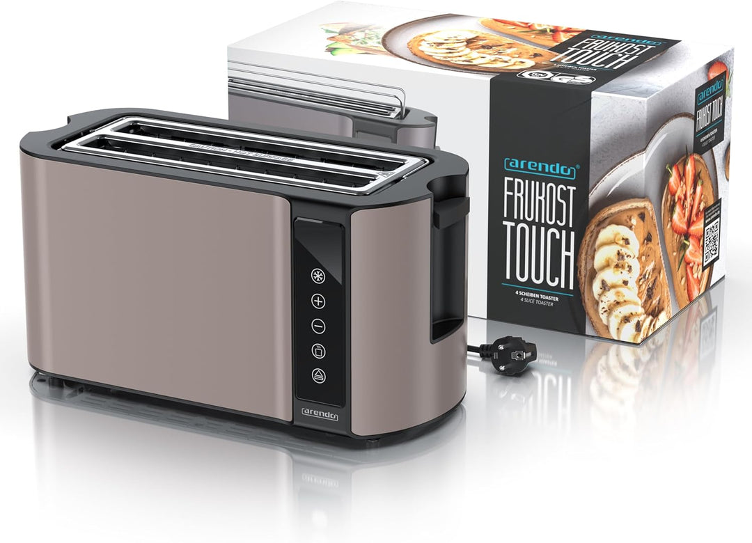 Arendo - Edelstahl Toaster Langschlitz 4 Scheiben- Touchscreen – Doppelwandgehäuse – 1500 W – Integr