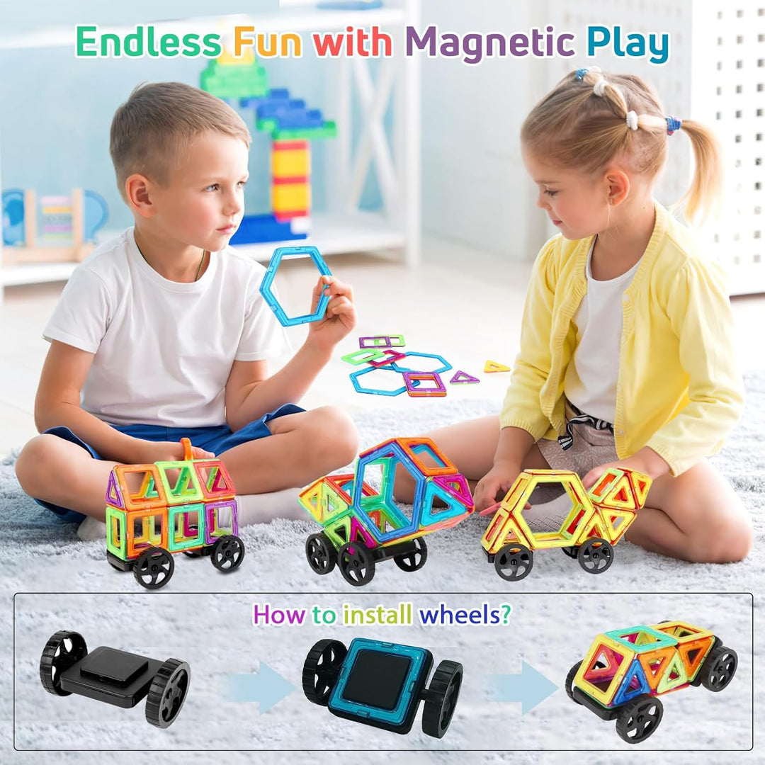mysoler Magnetische Bausteine 123 Teile Magnetbausteine Magnete Kinder Magnetspielzeug für Kinder ab