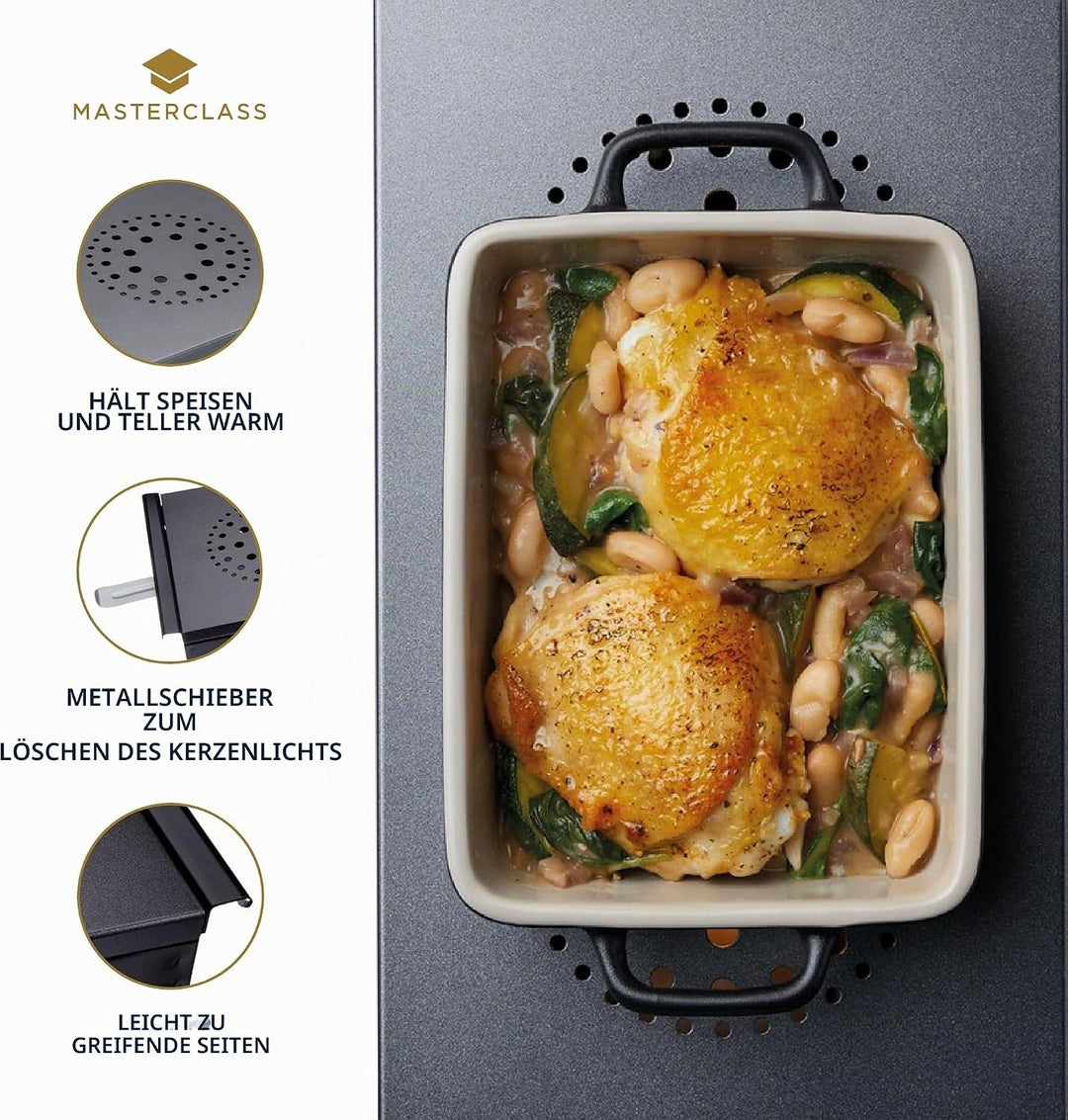 MASTERCLASS MCC2FWARM Master Class Professional Warmhalteplatte mit Teelichtern für Speisen oder Tel