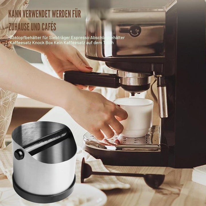 Abklopfbehälter für Siebträger, Kaffeesatz Abschlagbehälter, Kaffeesatzbehälter, 700 ml Knock Box, E