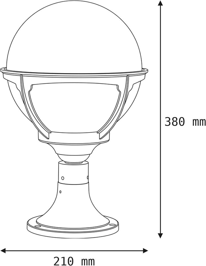 Licht-Erlebnisse Sockellampe Messing echt 100% rostfrei robust Kugel Schirm rund Ø23cm H:38cm Premiu