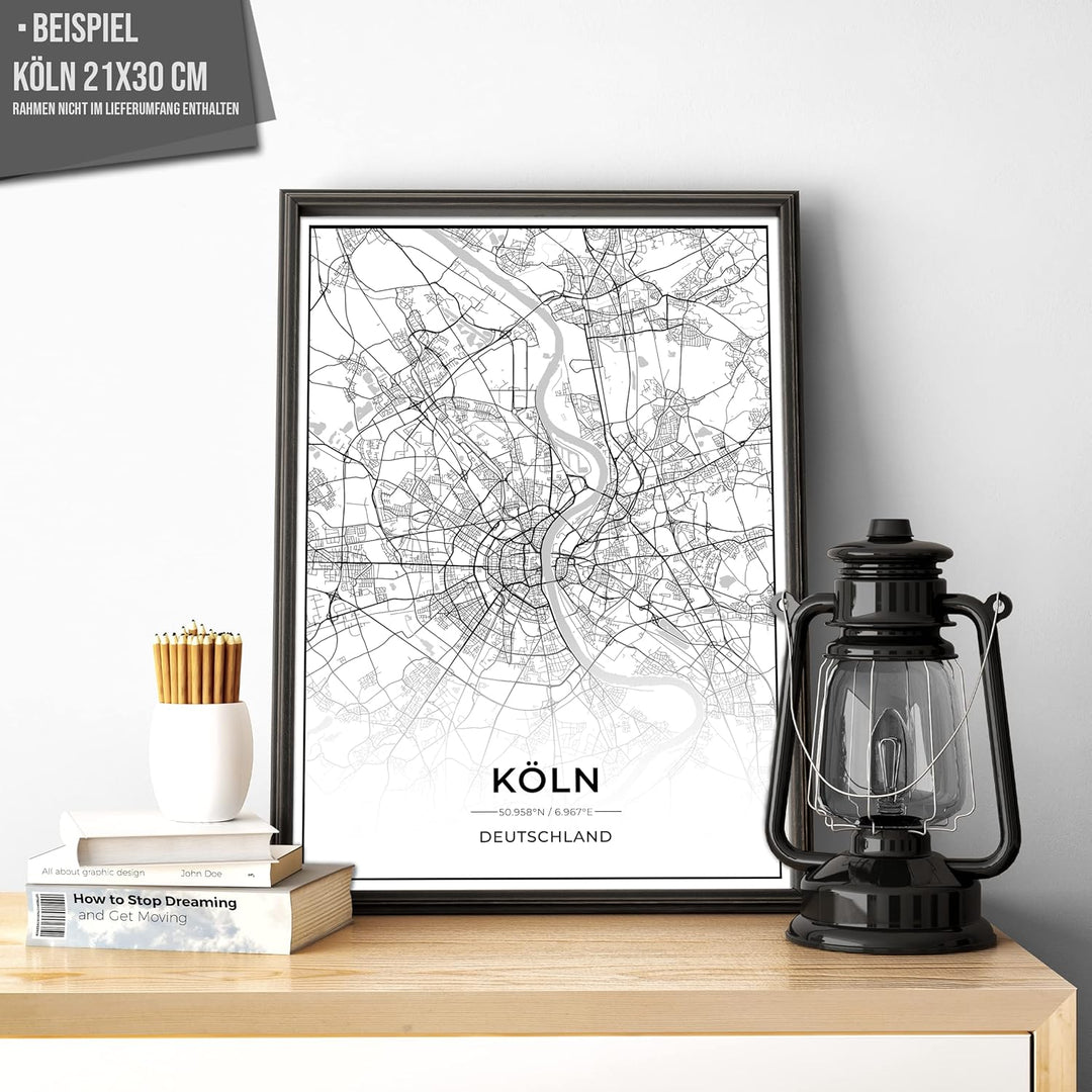 Vacentures® Stadtposter - Jede Stadt - Jeder Ort Weltweit Auswählbar - Poster deiner Lieblingsstadt