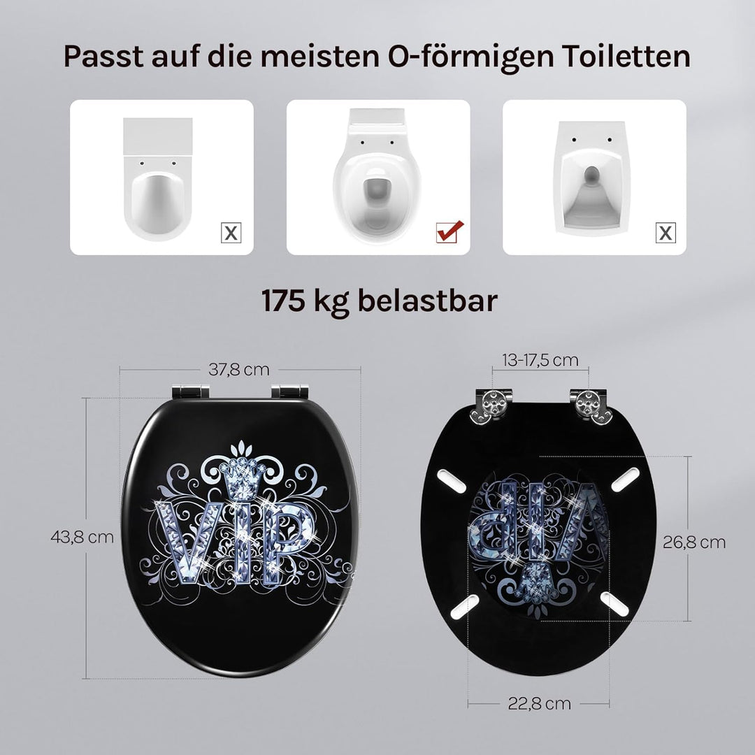 WOLTU #2 Premium WC-Sitz Toilettensitz mit Absenkautomatik, MDF Holzkern, Softclose Scharnier, Desgi