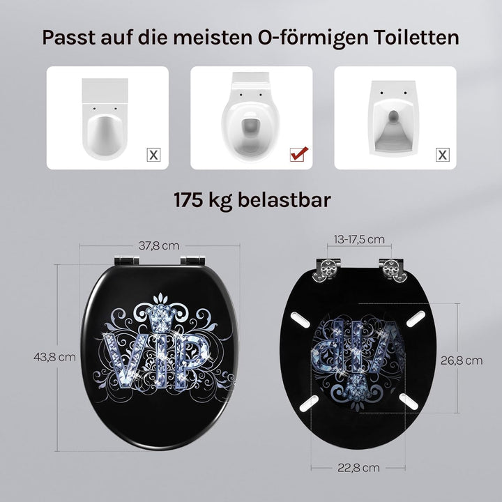 WOLTU #2 Premium WC-Sitz Toilettensitz mit Absenkautomatik, MDF Holzkern, Softclose Scharnier, Desgi