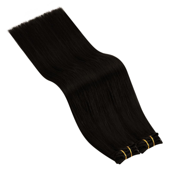 Ugeat Clip in Extensions Echthaar Dick 120 Gramm Haarverlängerung Mit Clips Doppelt Tressen 55cm Far