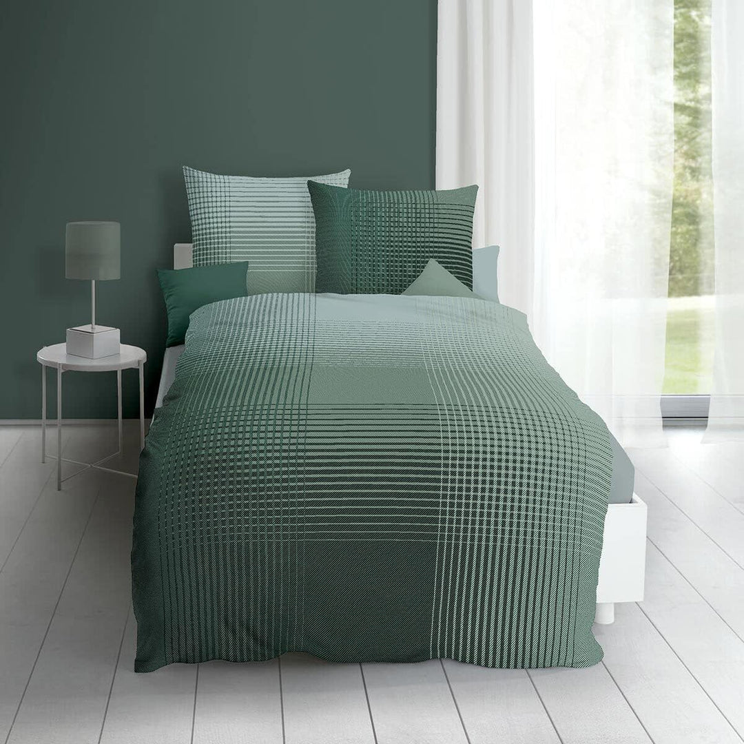 Kaeppel Mako-Satin Bettwäsche Master Jade, 1 Bettbezug 155 x 220 cm + 1 Kissenbezug 80 x 80 cm Jade