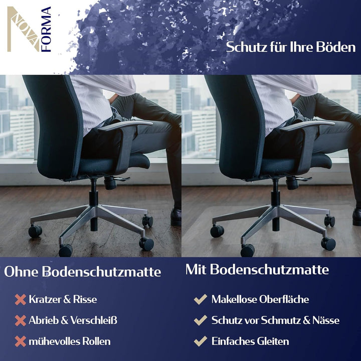 Bodenschutzmatte aus PET - transparente Schutzmatte für Hartböden - 100% recyclebar - nachhaltige Bü