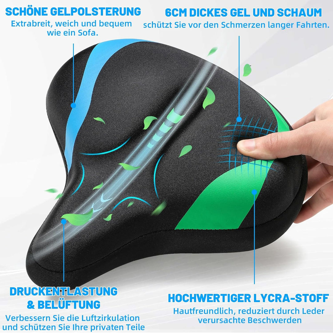CDYWD Fahrradsattel Herren &amp; Damen Bequem, Extra Breit Weich Gel Fahrrad Sattel, Ergonomisch Polster