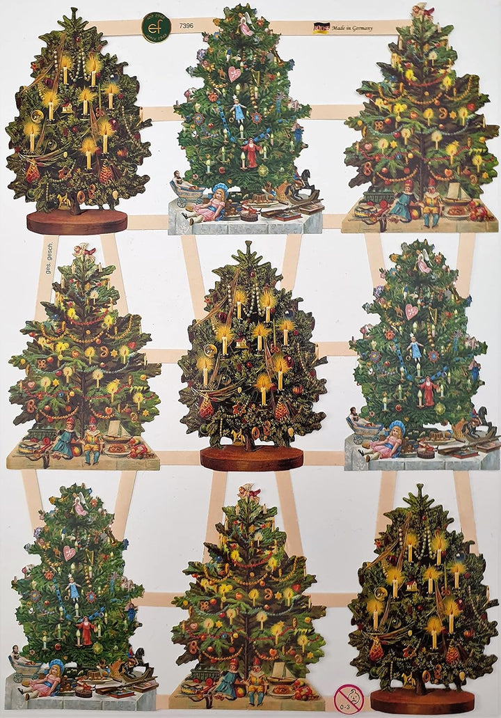 Set mit 9 Bögen Glanzbilder Oblaten Scrapbook Poesie Motiv Weihnachten zum Basteln, Dekorieren, Verz