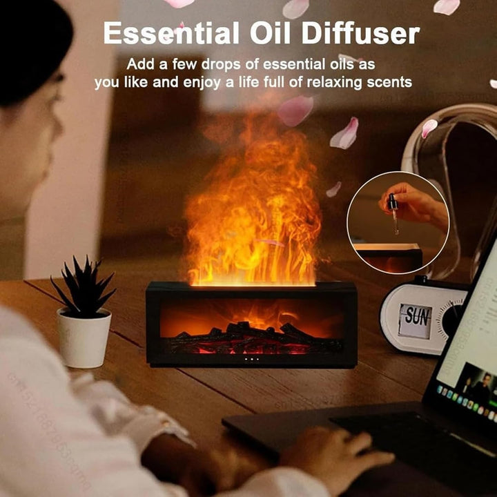 Luftbefeuchter Kamin丨Flammen Aroma Diffuser, 150ml Ätherische Öle Diffuser mit Fernbedienung & 7 Far