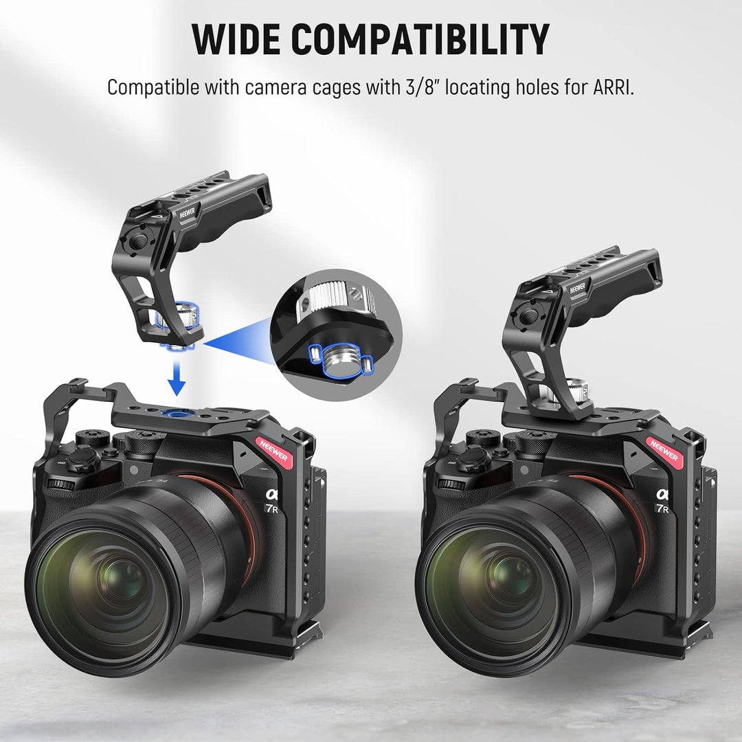 NEEWER Top Handle Oberer Kameragriff mit 3/8" ARRI Locating Schraube, komfortabler Silikongriff mit