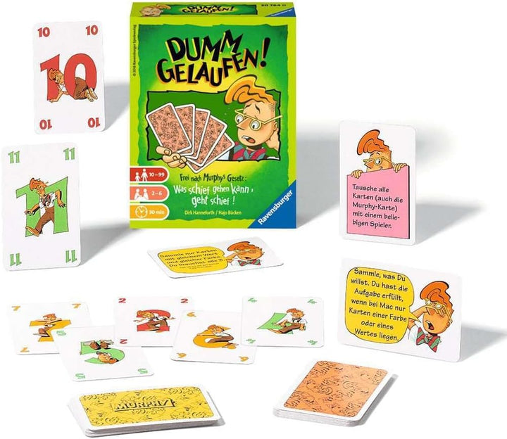 Ravensburger 20764 - Dumm gelaufen! Kartenspiel für 2-6 Spieler, fiktiver Mitspieler, Unterhaltung a