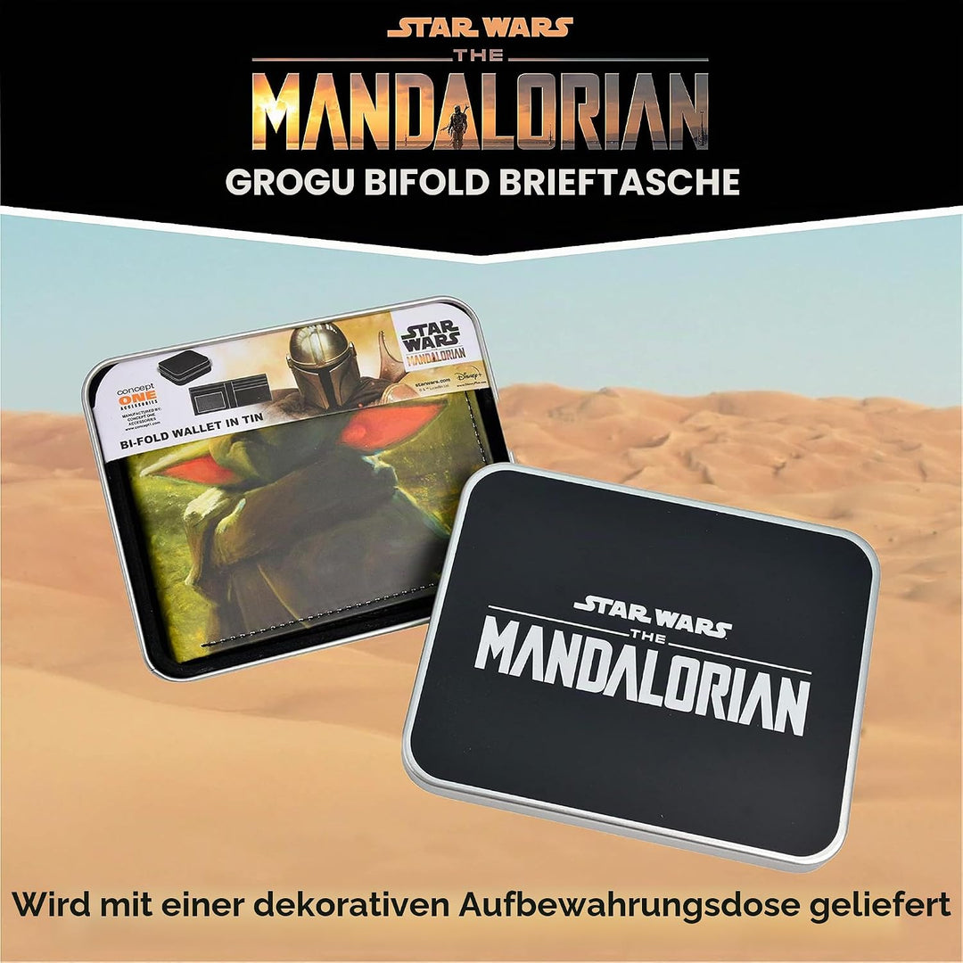 Concept One Disney Star Wars Mandalorian Slim Bifold Reisebrieftasche Grün, Gr&amp;
