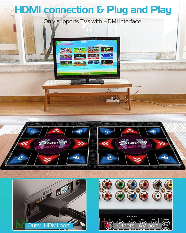 HDMI Doppel-Tanzmatte für Kinder &amp; Erwachsene,64GB Speicherkarte,899 Spiele,650 Songs &amp; 75 MVs–Fitne