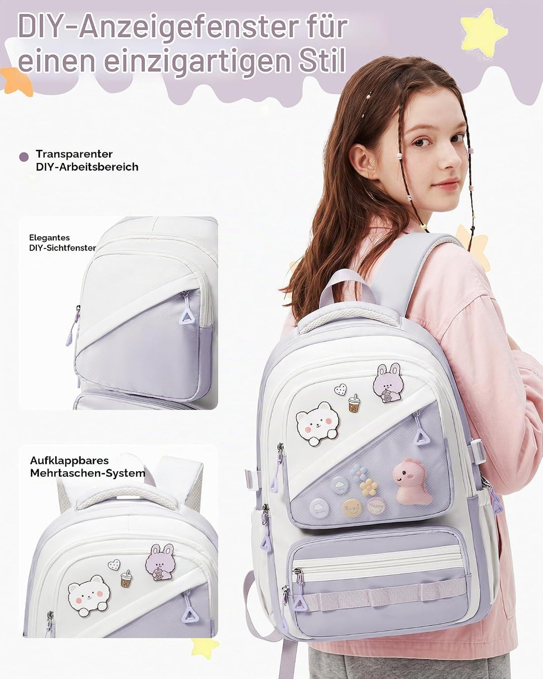 Schulrucksack Mädchen Teenager Rucksack Schule Mädchen Gross Schultasche Schulranzen für Weiterführe