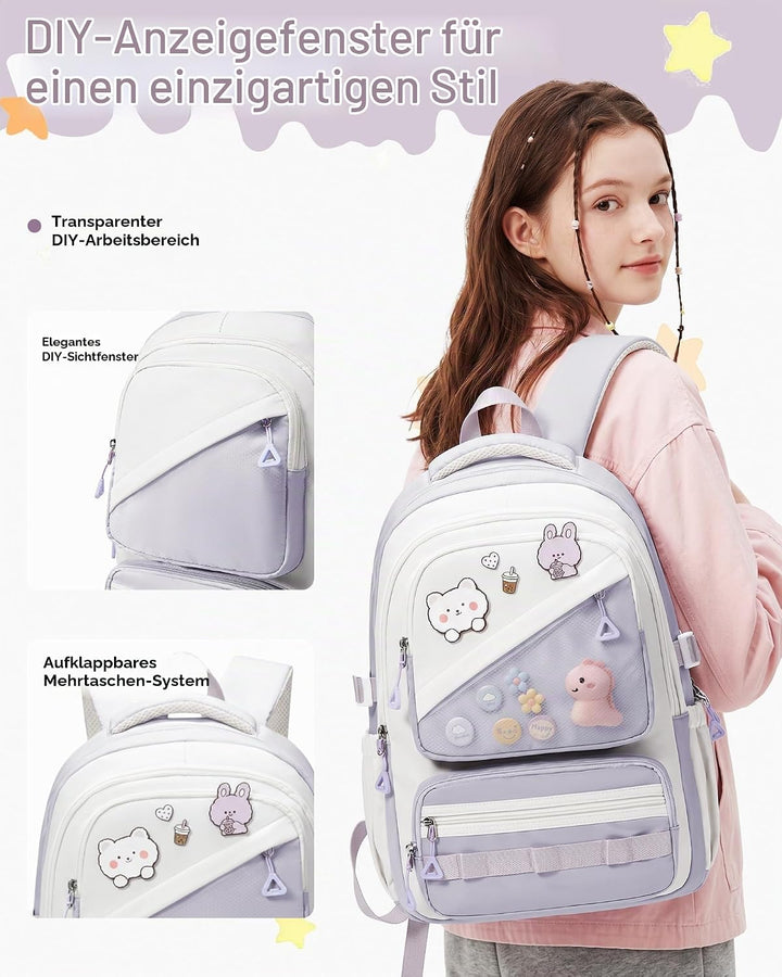 Schulrucksack Mädchen Teenager Rucksack Schule Mädchen Gross Schultasche Schulranzen für Weiterführe